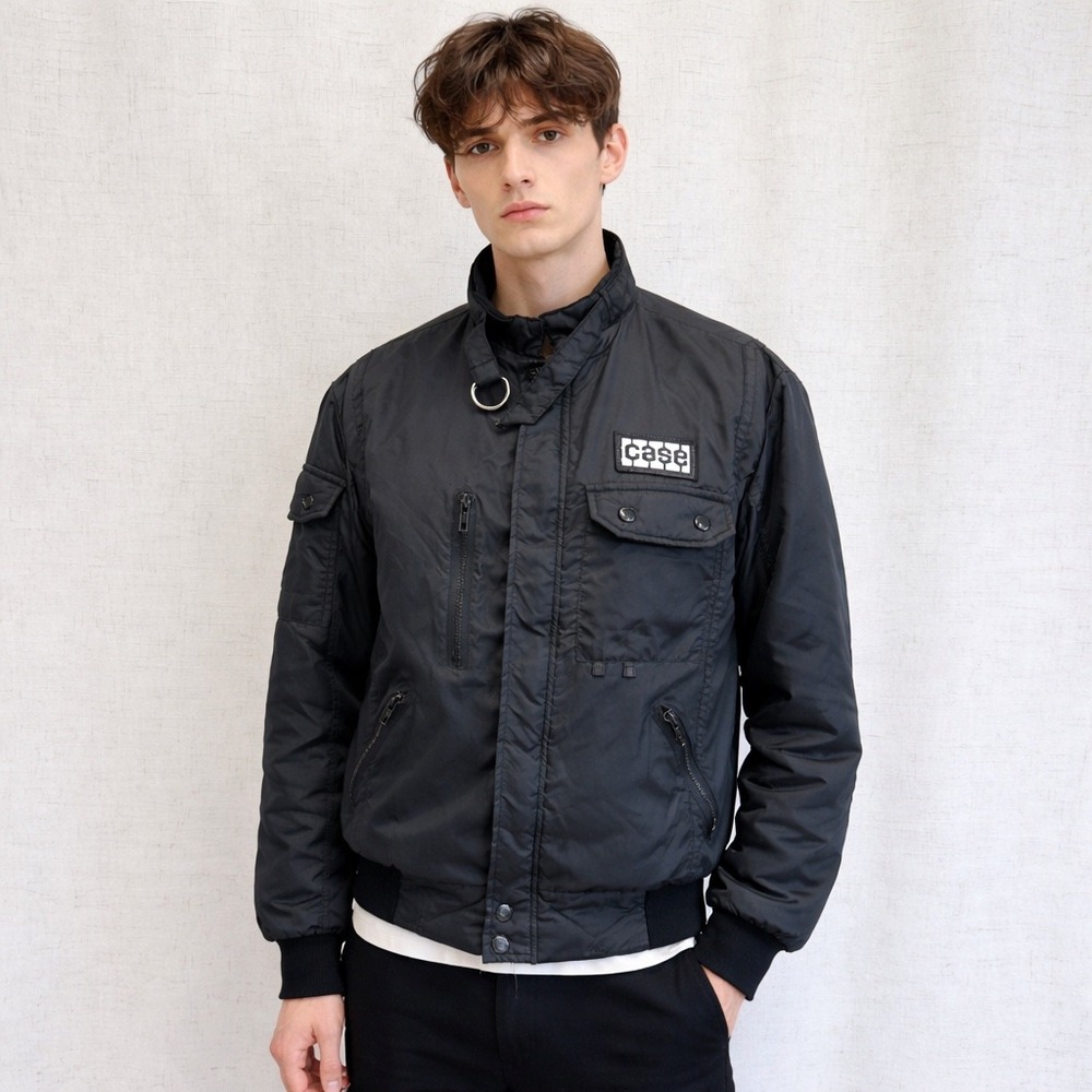 Vintage Swingster Case Black Utility Bomber Jacket D-Ring Collar Size Small